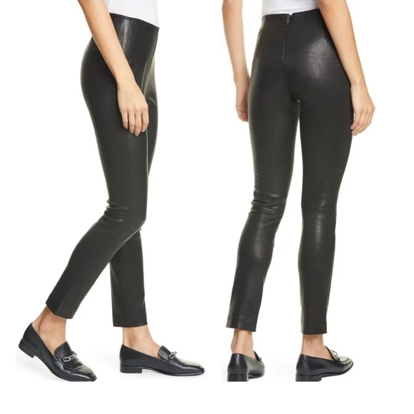 RAG & BONE Simone Lambskin Leather Black Pants $995